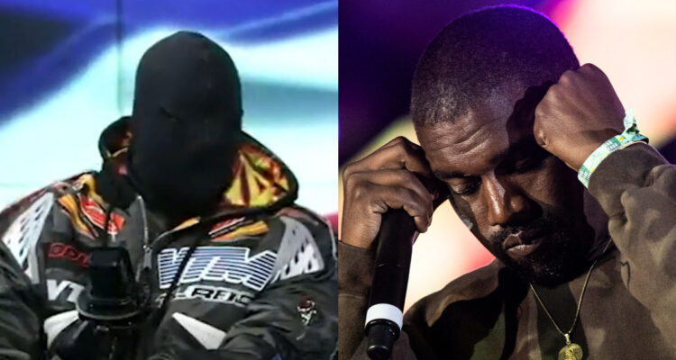 Kanye West en el programa Infowars con su cabeza y manos totalmente tapados. A su lado, el cantante en uno de sus conciertos.