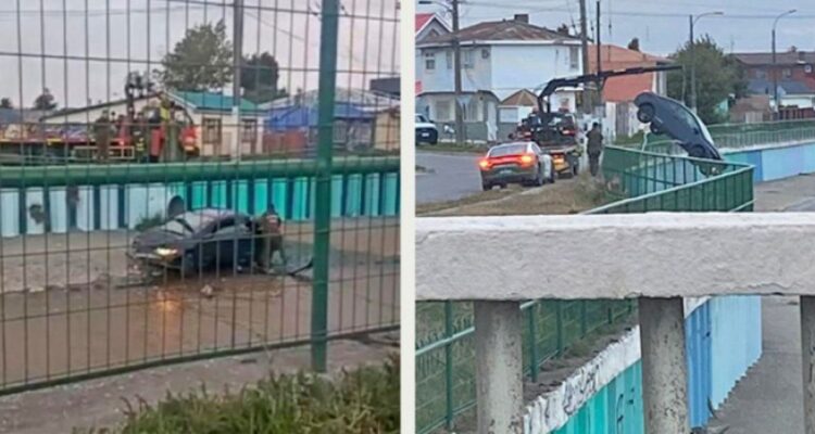 Brutal accidente terminó con vehículo destruido en cauce de Río Las Minas en Punta Arenas