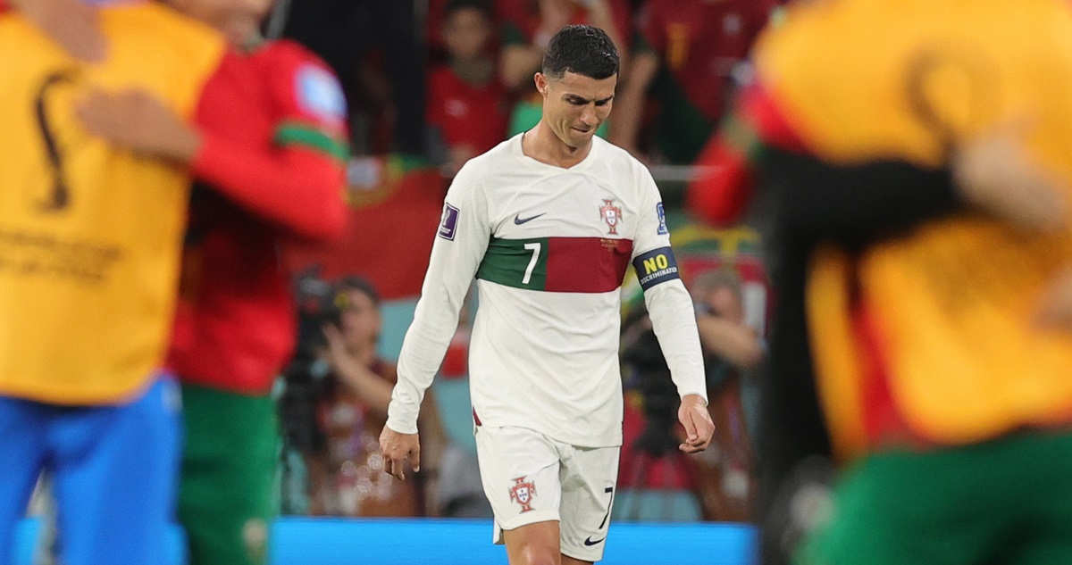 Cristiano Ronaldo se fue entre lágrimas tras la caída de Portugal ante Marruecos.