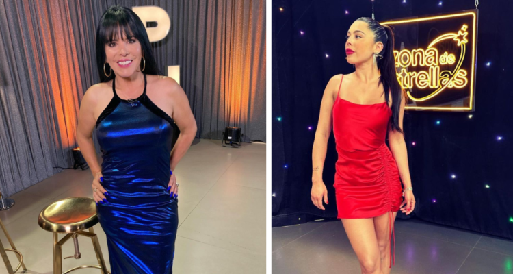 Anita Alvarado durante su participación en el programa Podemos Hablar (izquierda) y Daniela Aránguiz en el set de Zona de Estrellas (derecha)