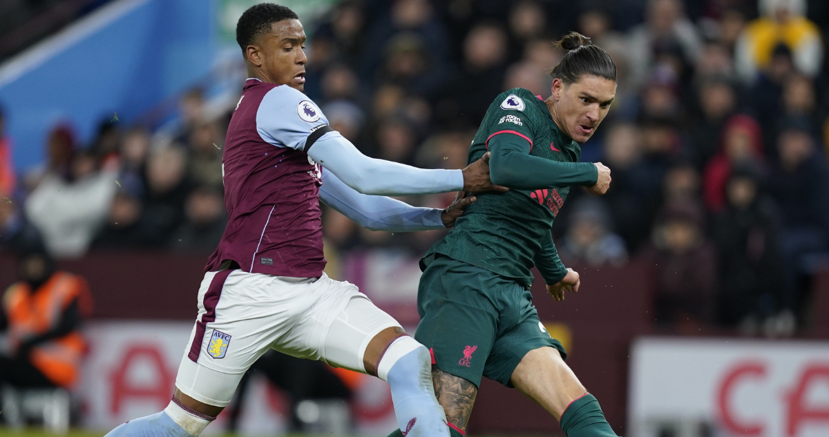 La mala tarde de Darwin Núñez en el duelo del Liverpool ante el Aston Villa.