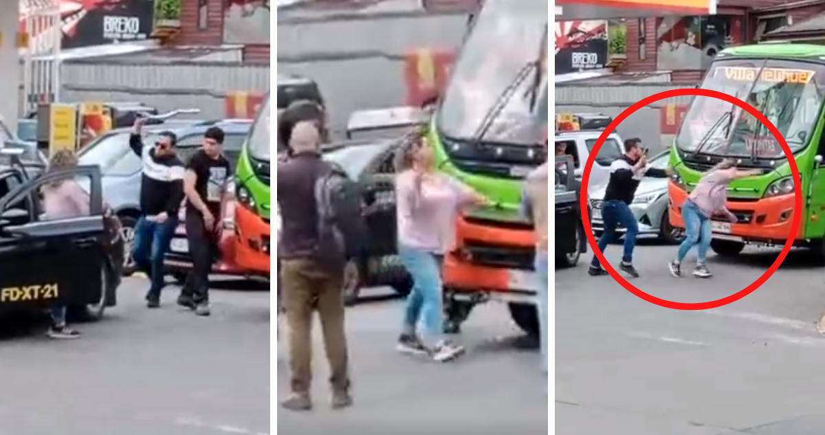 Video: discusión entre micrero y conductora de taxi termina con mujer empujada y golpeada en el piso