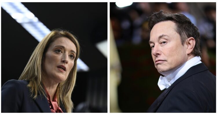 Roberta Metsola y Elon Musk.