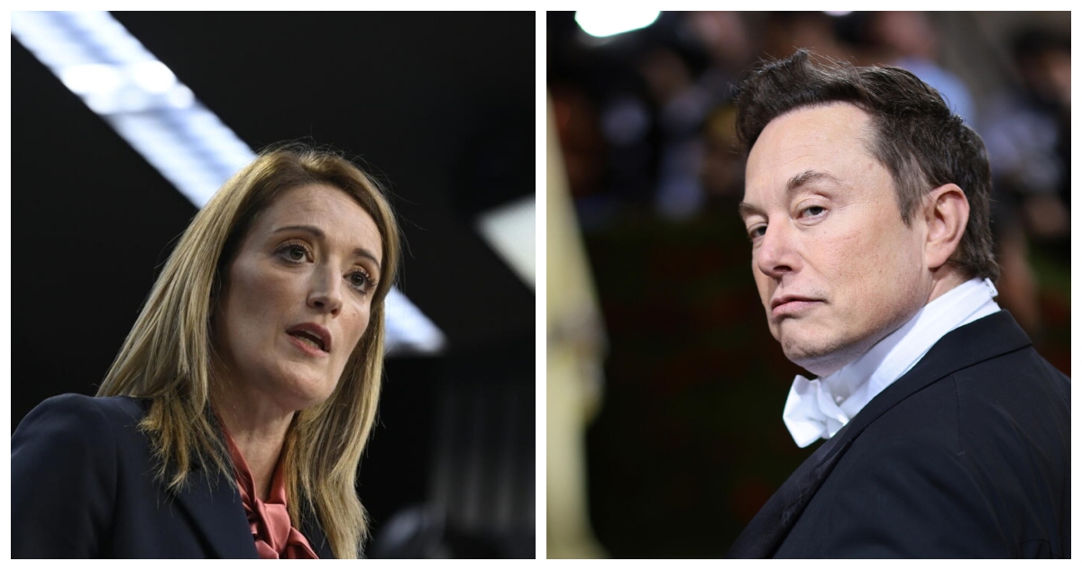 Roberta Metsola y Elon Musk.
