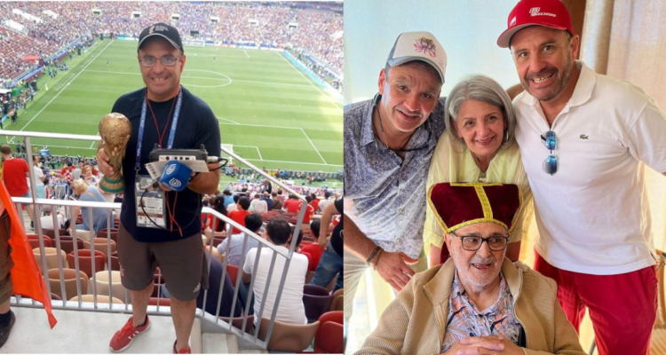 Eugenio Salinas junto a su familia y padre fallecido