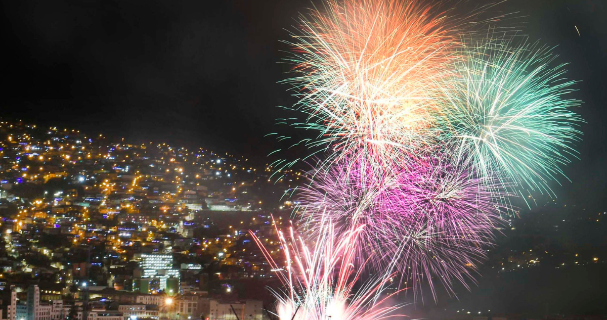 Año Nuevo fuegos artificiales