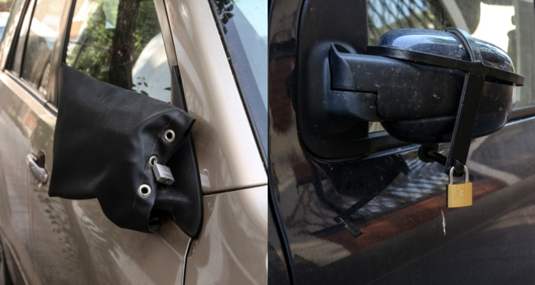 Vecinos de Providencia ponen jaulas y hasta fundas a espejos de autos para evitar que los roben