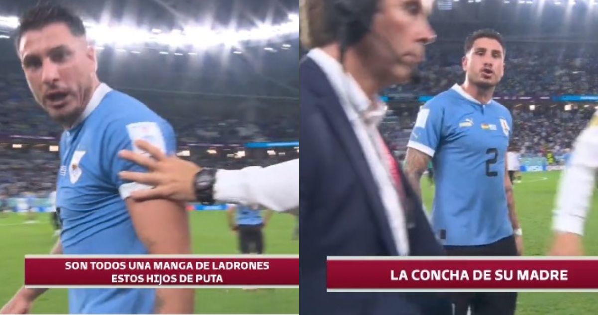José María Giménez insultando a todos tras el adiós Mundial de Uruguay