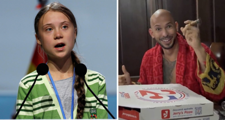 Greta Thunberg (izquierda) y Andrew Tate (derecha)
