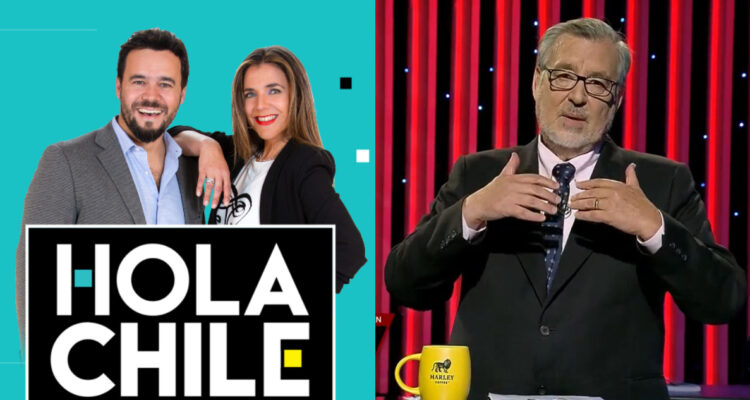 Eduardo de la Iglesia y Julia Vial posan en el logo de Hola Chile de La Red. A su lado, Alejandro Guillier en Mentiras Verdaderas de la misma señal.
