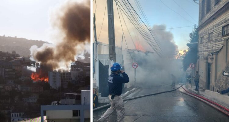 Incendio afecta a viviendas en Cerro las Monjas en Valparaíso