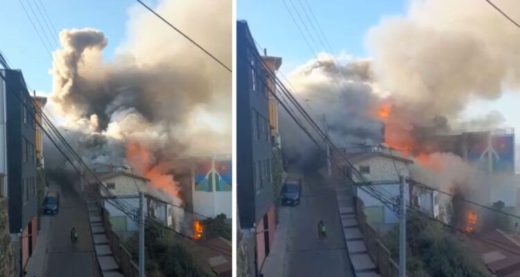 Incendio en Cerro Las Monjas en Valparaíso: 1 herido grave, 8 damnificados y 4 viviendas destruidas