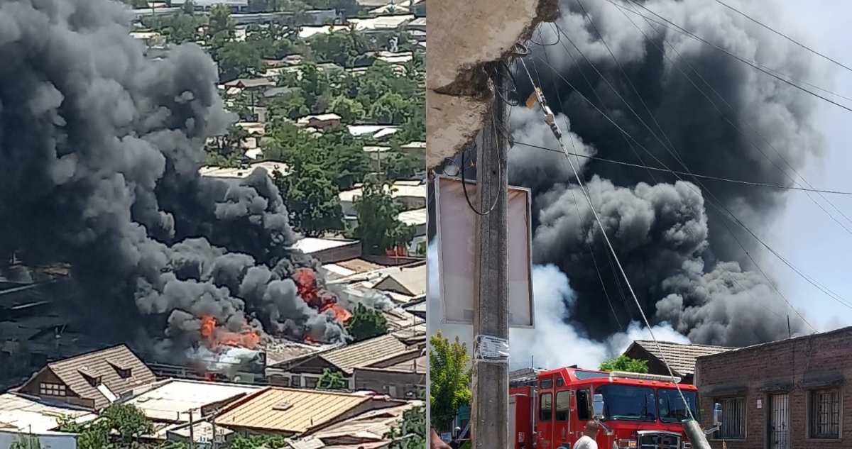 Gran incendio afecta a galpón en Estación Central: tendría peligro de propagación