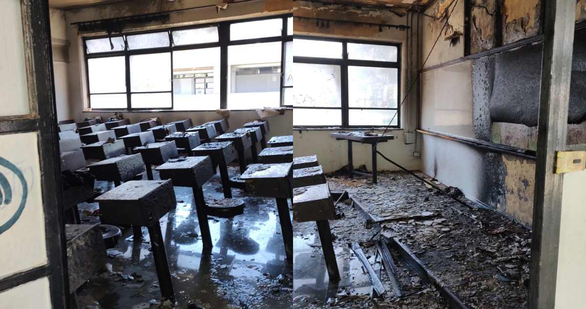 Sala termina consumida por las llamas en el Instituto Nacional tras incidentes con molotov