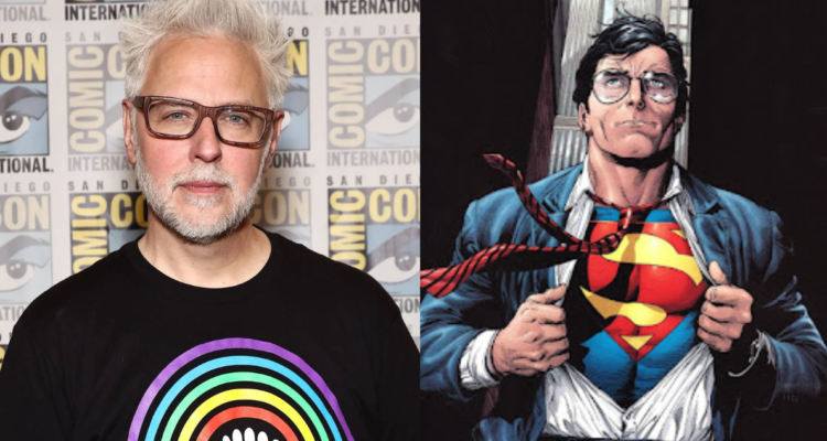 James Gunn en una comic con (izquierda) y una imagen de clark kent en un comic de DC (Derecha)