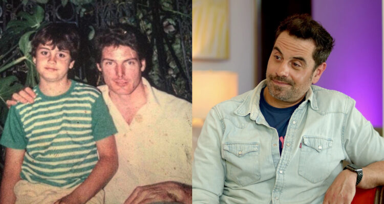 El actor Julio Jung junto a Christopher Reeve, el intérprete de Superman, en su infancia. A su lado, un a foto de Jung recordando aquella experiencia.