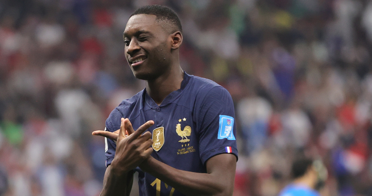 Kolo Muani festeja su anotación ante Marruecos y el pase a la final del Mundial de Qatar.