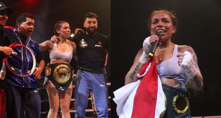 Leona Asenjo tras retener su titulo mundial en Valdivia