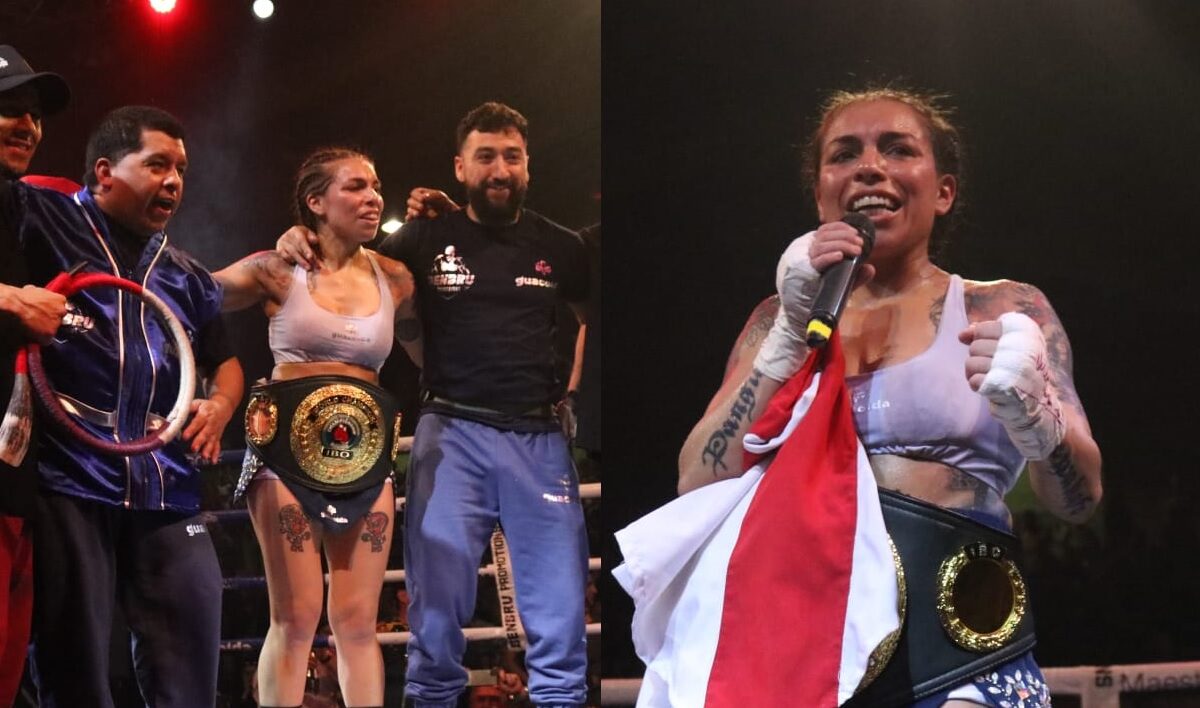 Leona Asenjo tras retener su titulo mundial en Valdivia