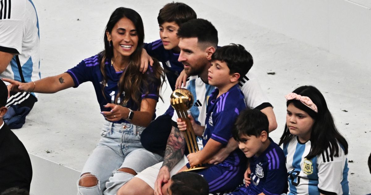 Lionel Messi celebró el título argentino junto a su familia en Lusail.