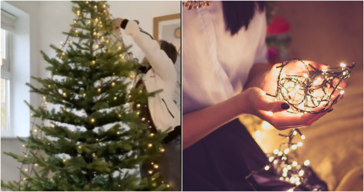 Truco viral plantea nueva forma de poner las luces del árbol de Navidad