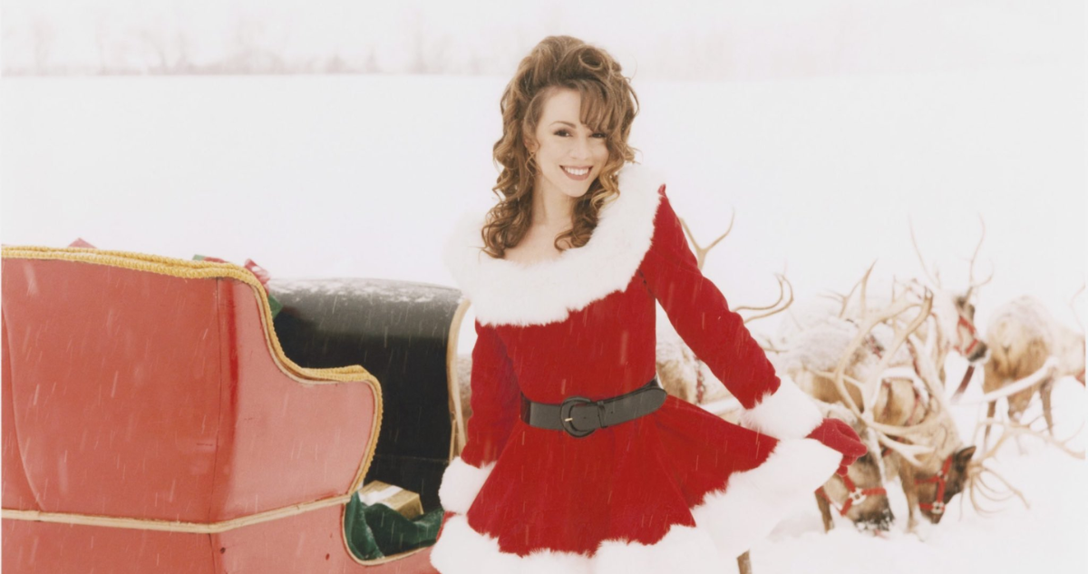 Fotografía de Mariah Carey en el set de grabación de “All i want for christmas”