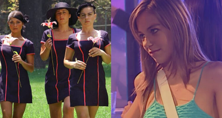 Parte del elenco de Brujas en la ficción. A su lado, Mariana Derderián en la misma teleserie.