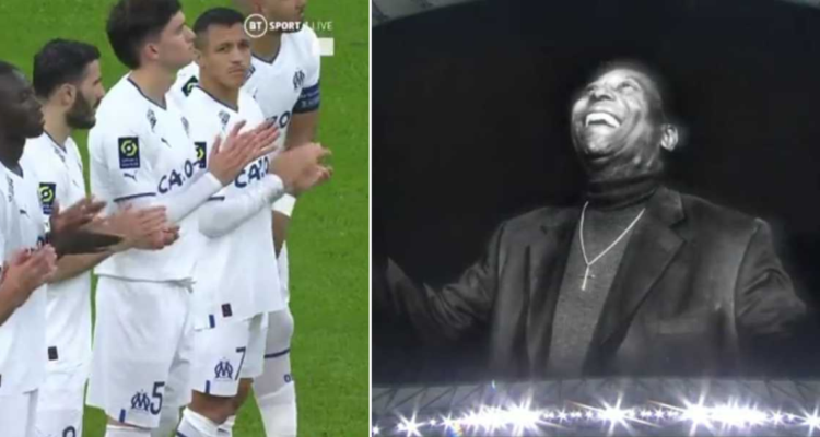 Olympique de Marsella realiza homenaje a Pelé tras su muerte.