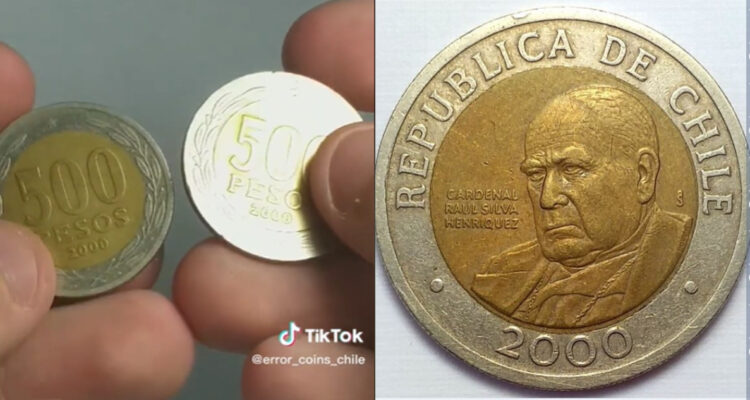 Moneda de 500 pesos con error