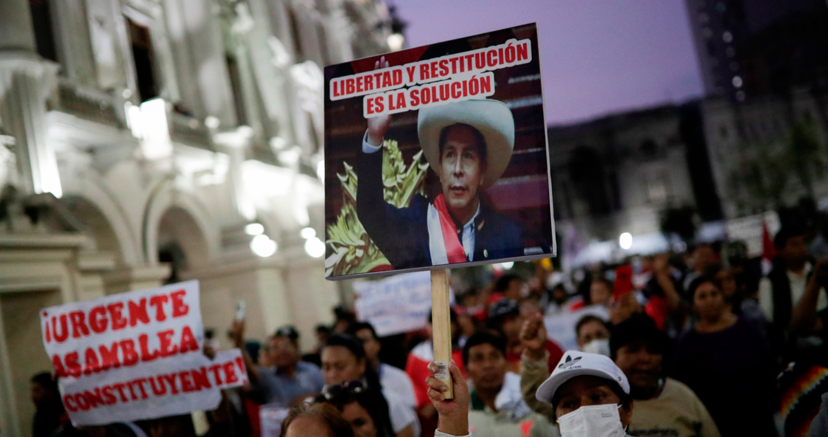 Protestas en favor de Pedro Castillo.