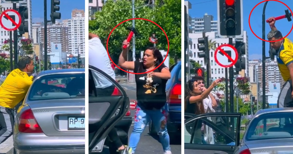 Extranjeros captan en video violenta pelea en calle de Viña del Mar y se vuelve viral