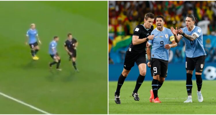 Federico Valverde le gritó en la cara el penal atajado por Rochet en la cara al árbitro del partido.