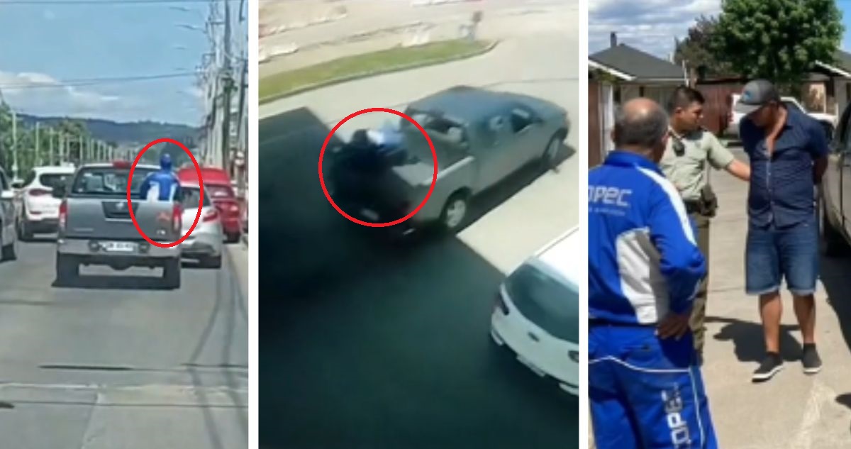 Detienen a sujeto acusado de hacer perro muerto en servicentro Copec de Angol y arrancar con el bombero en el pickup: quedo en video viral