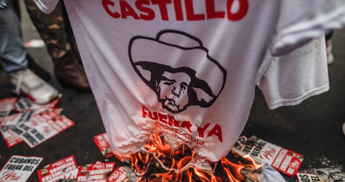 Una protesta contra Pedro Castillo.
