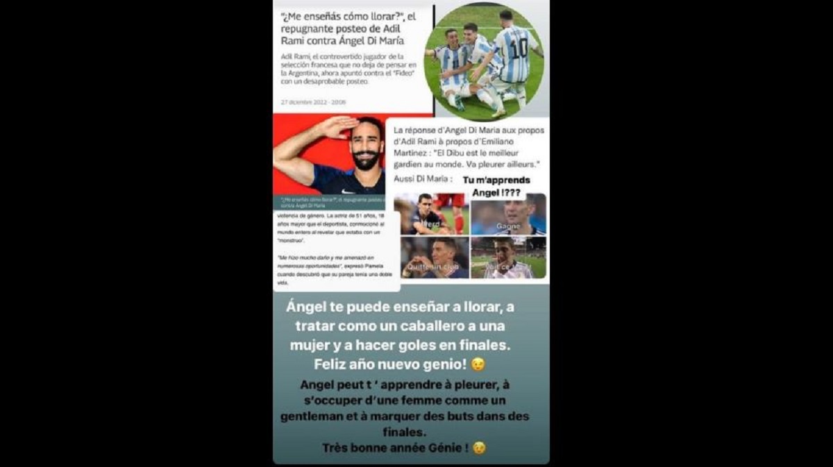 El mensaje de la esposa de Ángel di María a Adil Rami.