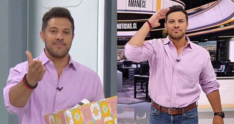 El periodista Simón Oliveros despidiéndose del noticiario de Mega, Meganoticias Amanece.