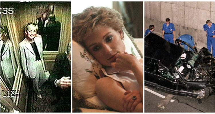 escena de the crown e imágenes del accidente de Diana