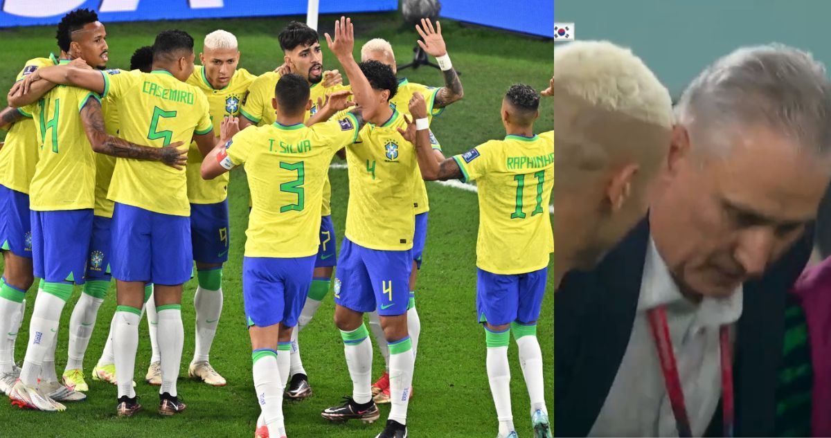 Tite y el plantel de Brasil bailaron durante la goleada a Corea del Sur.