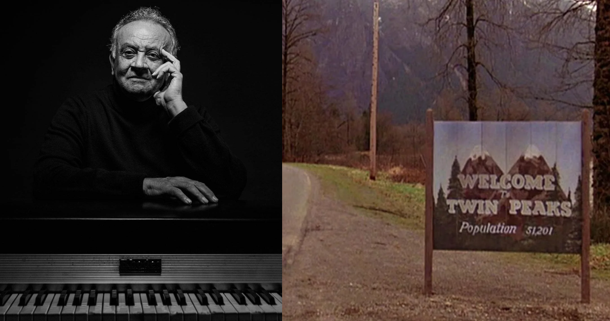 Angelo Badalamenti (izquierda) imagen inicial de la serie Twin Peaks (Derecha)