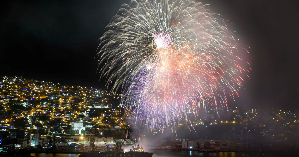 Año Nuevo fuegos artificiales