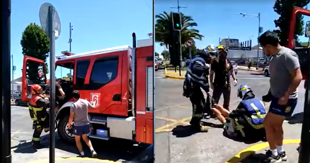 Agresión a bomberos luego de trabajar en un accidente de tránsito en concepción