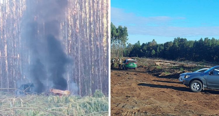 Al menos seis máquinas forestales terminaron destruidas durante un ataque incendiario en Osorno