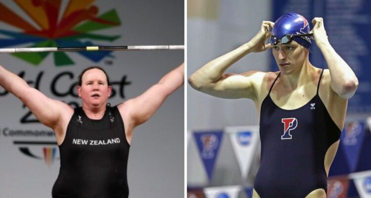 Atletas trans como Laurel Hubbard (izquierda) y Lia Thomas están en la mira del Consorcio Internacional del Deporte Femenino.