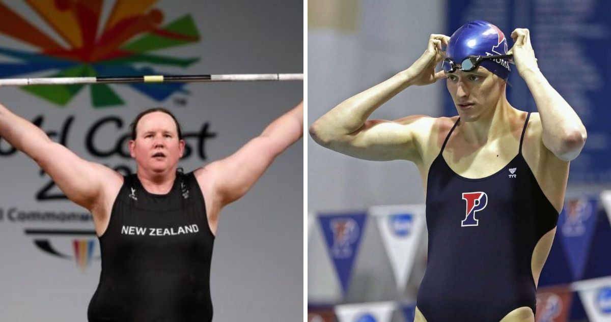 Atletas trans como Laurel Hubbard (izquierda) y Lia Thomas están en la mira del Consorcio Internacional del Deporte Femenino.