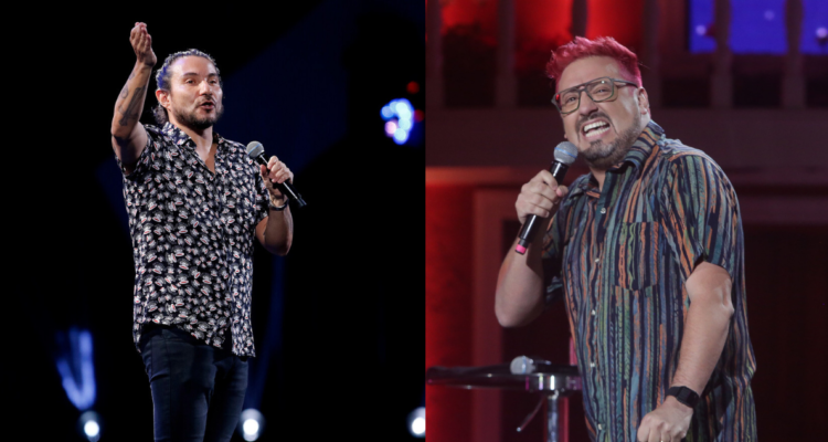 Felipe Avello (izquierda) en el Festival de Viña del Mar y Alex Ortíz en el Festival del Huaso de Olmué