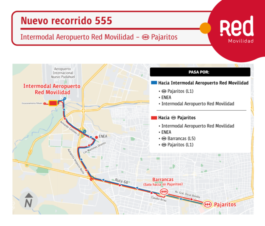 Bus 555 al Aeropuerto de Santiago: cuánto cuesta, dónde se toma, su horario y cuáles son sus paraderos