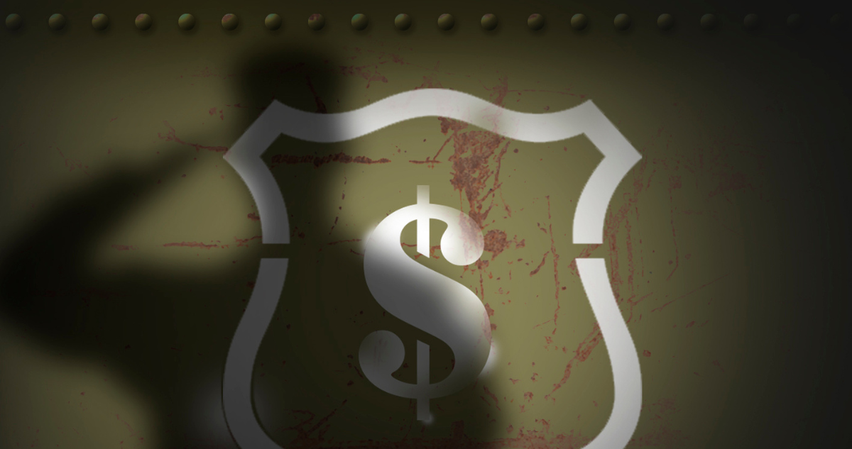Sombra de militar junto a logo de signo peso.