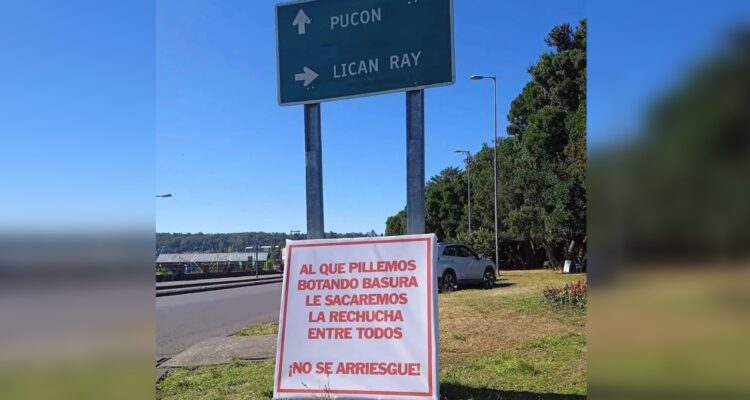 Cartel contra la basura en Pucón y Lican Ray
