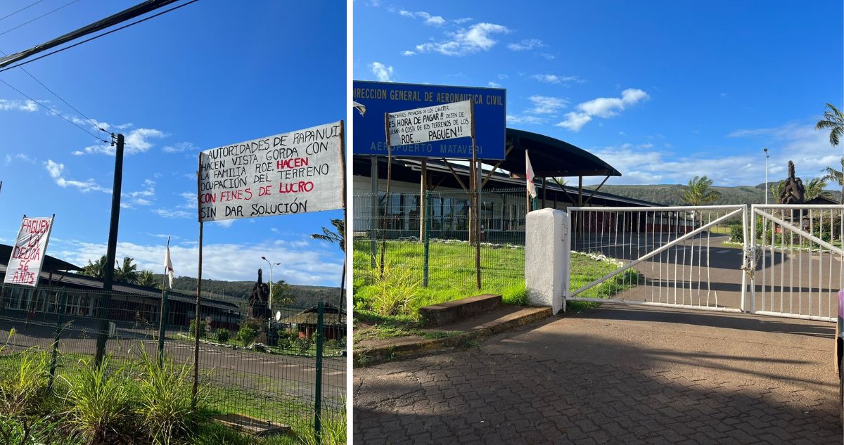 Rapa Nui: miembros de la familia Roe cierran acceso a terminal aéreo Mataveri