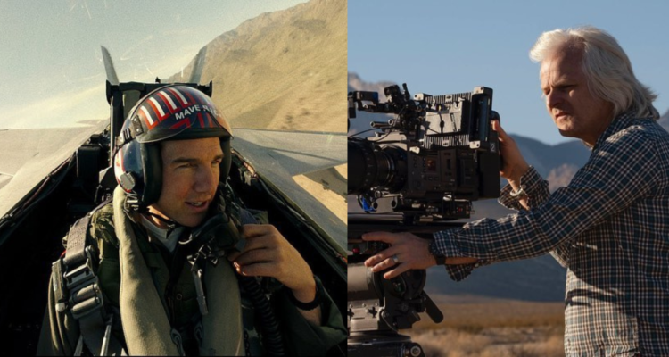 Captura de Top Gun (izquierda) y de Claudio Miranda haciendo dirección de fotografía en la película (derecha)